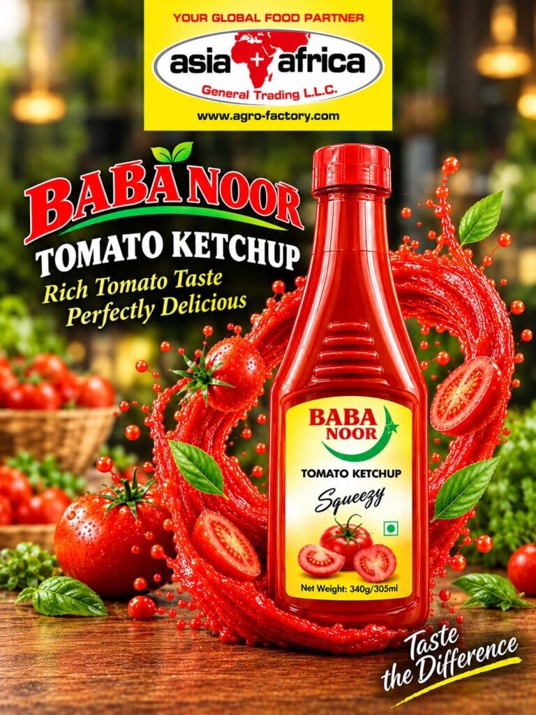 Baba Noor tomato ketchup squeezy 340g 305ml halal certified wholesale supplier Africa GCC